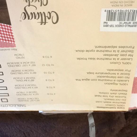 Red Buffalo Check Cotton Tablecloth 60x84” - Picture 5 of 6